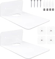 Set di pannelli da parete in legno bianco flottante con bordi di display in metallo - 2 pezzi - senza foratura - per bagno, camera da letto, soggiorno, cucina