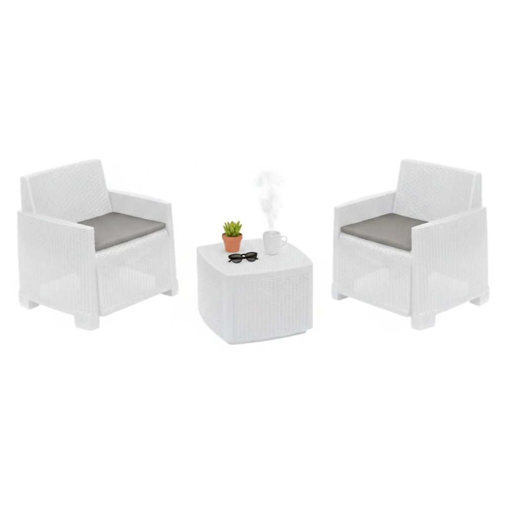 Salottino Outdoor Ari, set Salotto da Esterno 2 Posti Made in Italy, Bianco