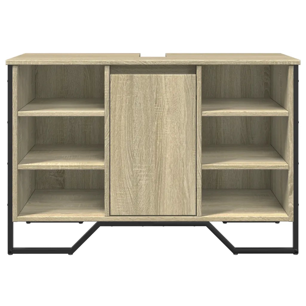 Mobile bagno dal design moderno con pratico spazio contenitivo 91 x 35 x 60 cm legno di rovere Sonoma 02_0049579