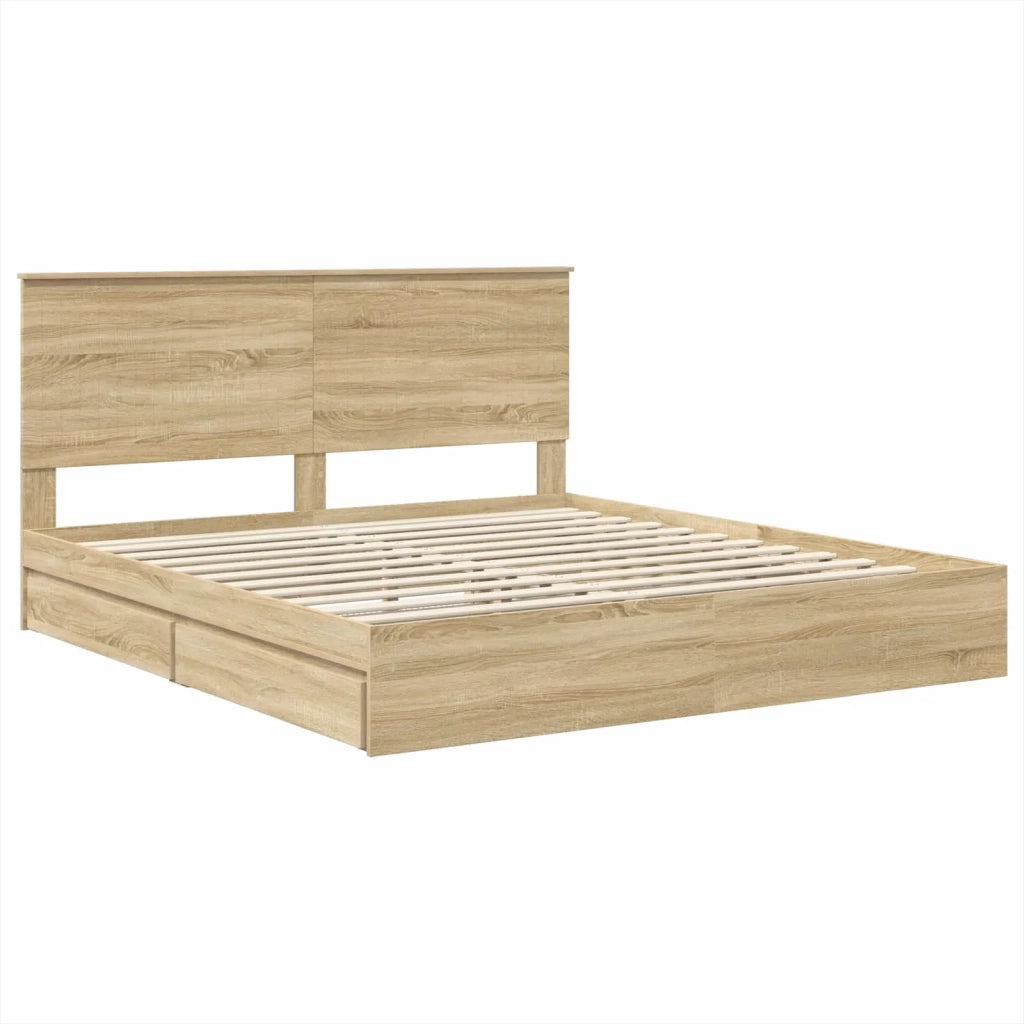 Letto con Contenitore con testiera Rovere Sonoma 180 x 200 cm
