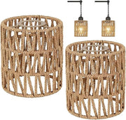Lampada da tavolo da appendere Lampada da soggiorno Lampenkap di sostituzione - Lampenkap bohemien in rattan per decorazione domestica