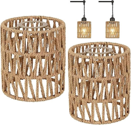 Lampada da tavolo da appendere Lampada da soggiorno Lampenkap di sostituzione - Lampenkap bohemien in rattan per decorazione domestica