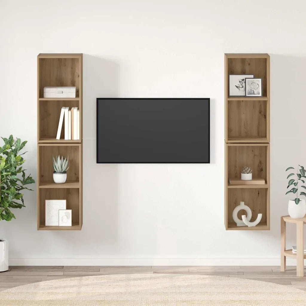Set mobile TV 4 pcs Rovere artigianale Legno multistrato 3393563