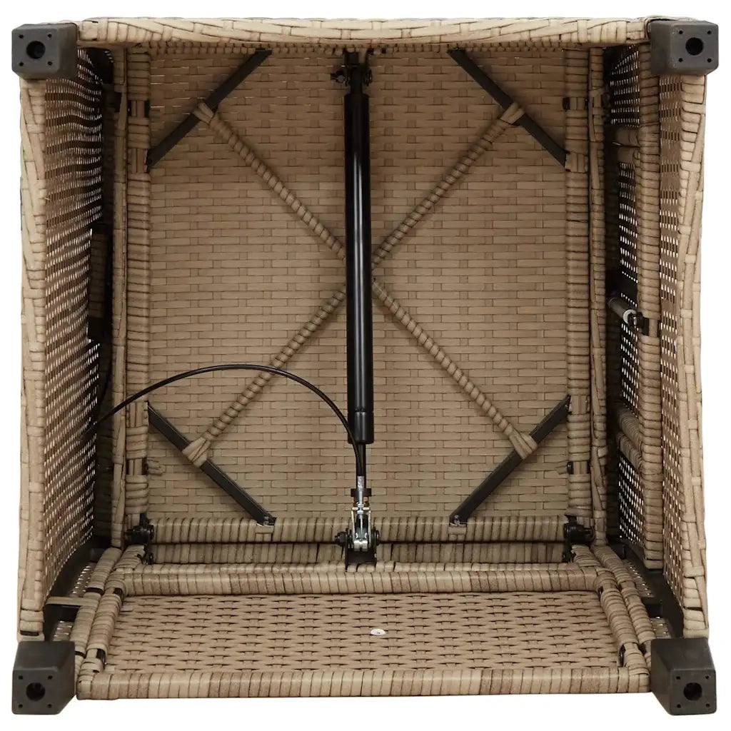 vidaXL Sedia Reclinabile da Giardino con Tavolino Beige Polyrattan