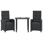 Set da Bistr¨° 3 pz | Set Salotto da Giardino con Cuscini Nero in Polyrattan