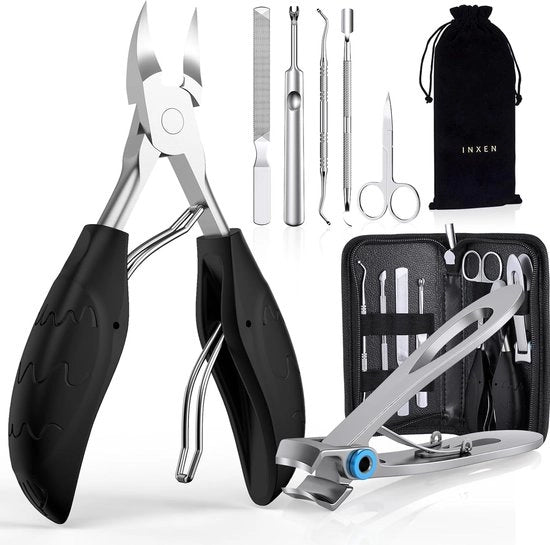 Kit Manicure e Pedicure Professionale - Nagelknippers in Acciaio Inossidabile - Per Unghie Dure e Incurvate - Set di Manicure - Strumento per Tagliare le Unghie - Nagelknipper con Lame Schiarate