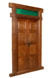 Biscottini Porta portone in legno massello e ferro da interno o da esterno vecchia e antica medievale scorrevole con telaio