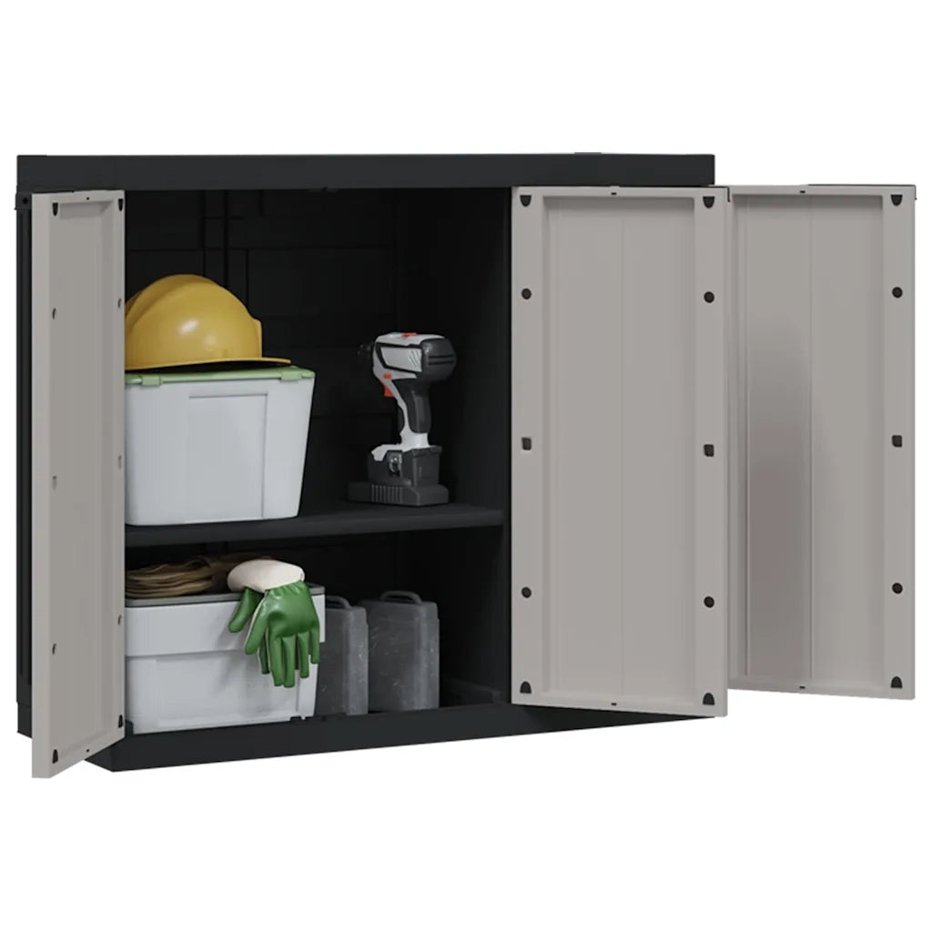 Armadio da Esterno Grigio e Nero 97x37x85 cm in PP 364202