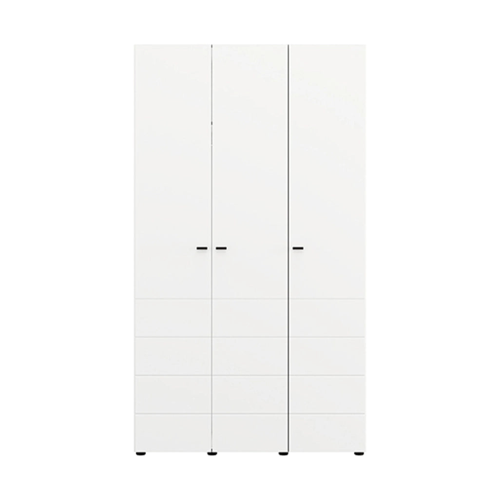 Armadio Camera da Letto Ronco, Guardaroba 3 Ante Appendiabiti, 117x52 cm Bianco Opaco