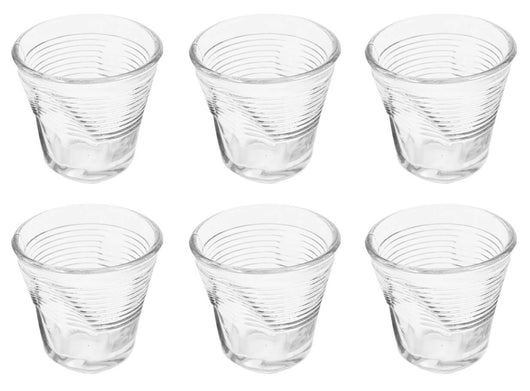 Set 6 Tazzine da Caffè Accartocciati Ø6,5 cm in Vetro Pressato Kaleidos Trasparenti