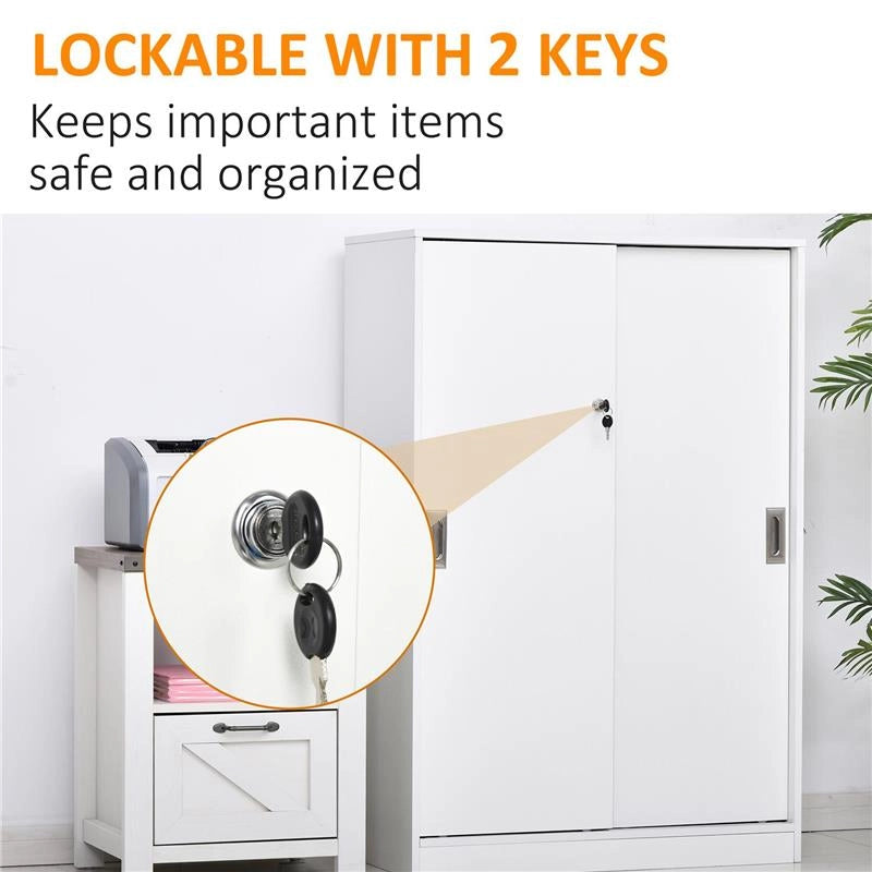 ARMADIETTO DA UFFICIO A 3 RIPIANI CON 2 CHIAVI DI SICUREZZA, IN TRUCIOLATO, 80X40X120 CM, BIANCO