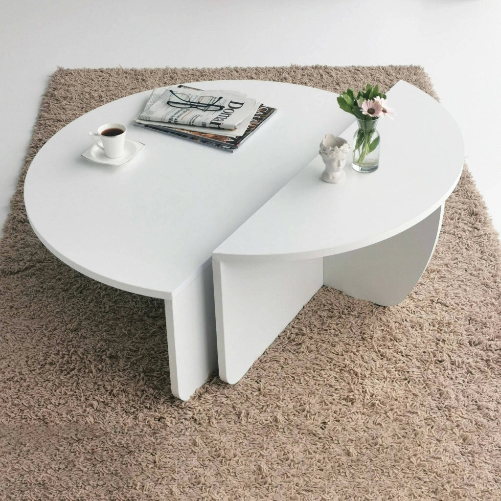Tavolino da salotto Azim, Tavolo basso da caffè, Portariviste per divano, Ripiano da soggiorno, 90x90h35 cm, Bianco