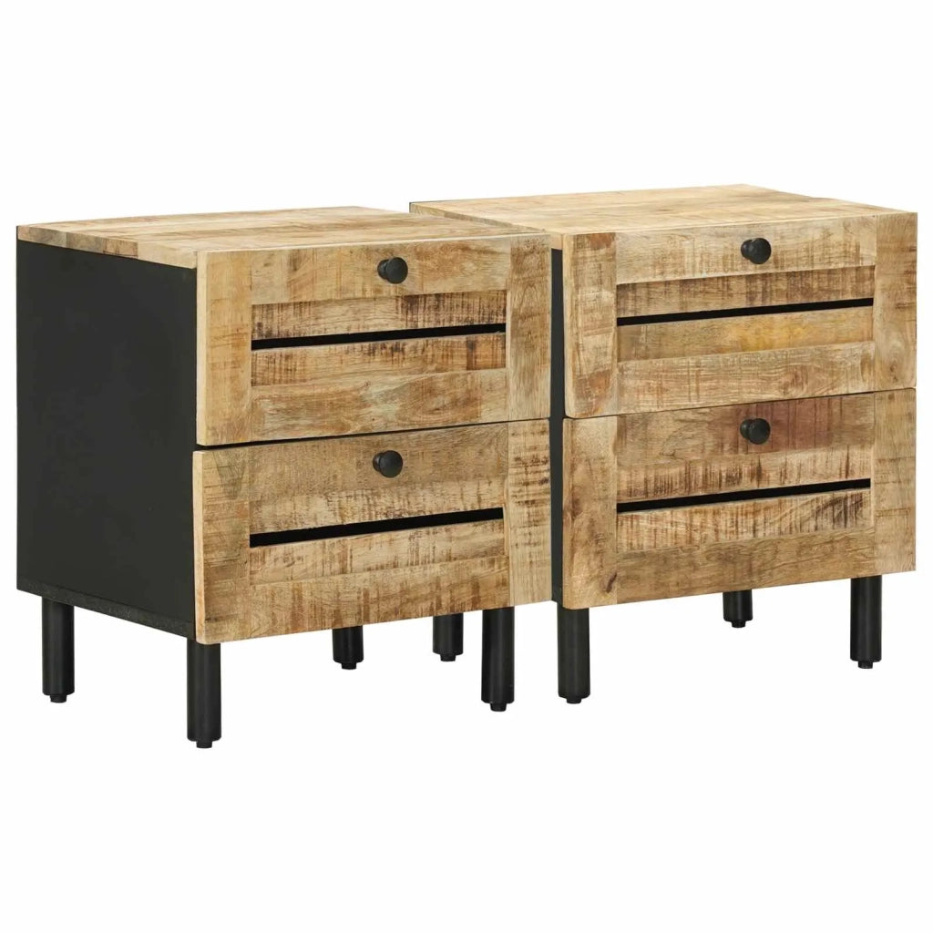 Comodino 2 pz Naturale 40 x 33 x 46 cm Legno di mango massello 4018843