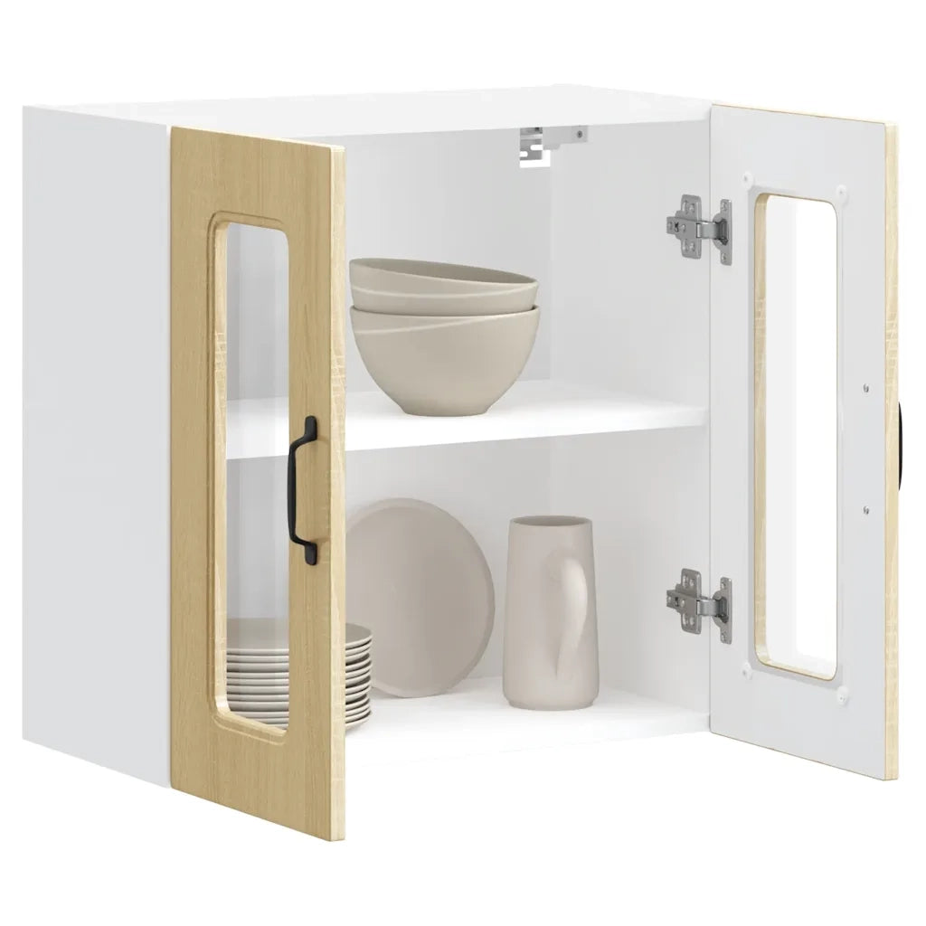 Pensile da Cucina con Porta in Vetro Kalmar Rovere Sonoma