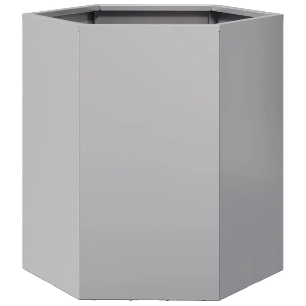 Fioriera esagonale per aiuole rialzate piante fiori terrazza giardino 46 ​​x 40 x 45 cm acciaio zincato argento 02_0038646