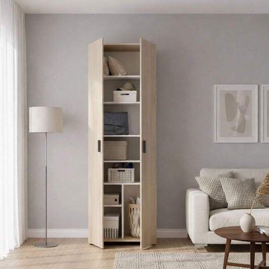 Armadio multiuso Apro, Mobile multifunzione portaoggetti, Guardaroba a 2 ante, 61x35h190 cm, Rovere