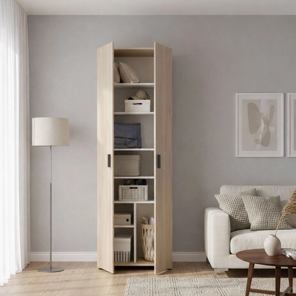 Armadio multiuso Apro, Mobile multifunzione portaoggetti, Guardaroba a 2 ante, 61x35h190 cm, Rovere