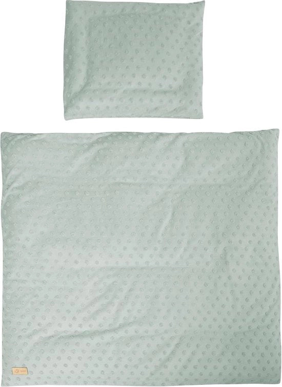 Set di cuscini per lettino da bambino 80 x 80 cm - 2 pezzi di cotone biologico GOTS e Oeko-Tex 100 certificati - Verde gelido