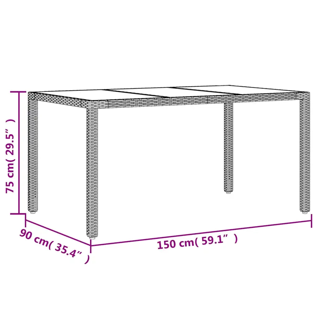 Set Pranzo da Giardino 5 pz con Cuscini Nero Polyrattan Acacia