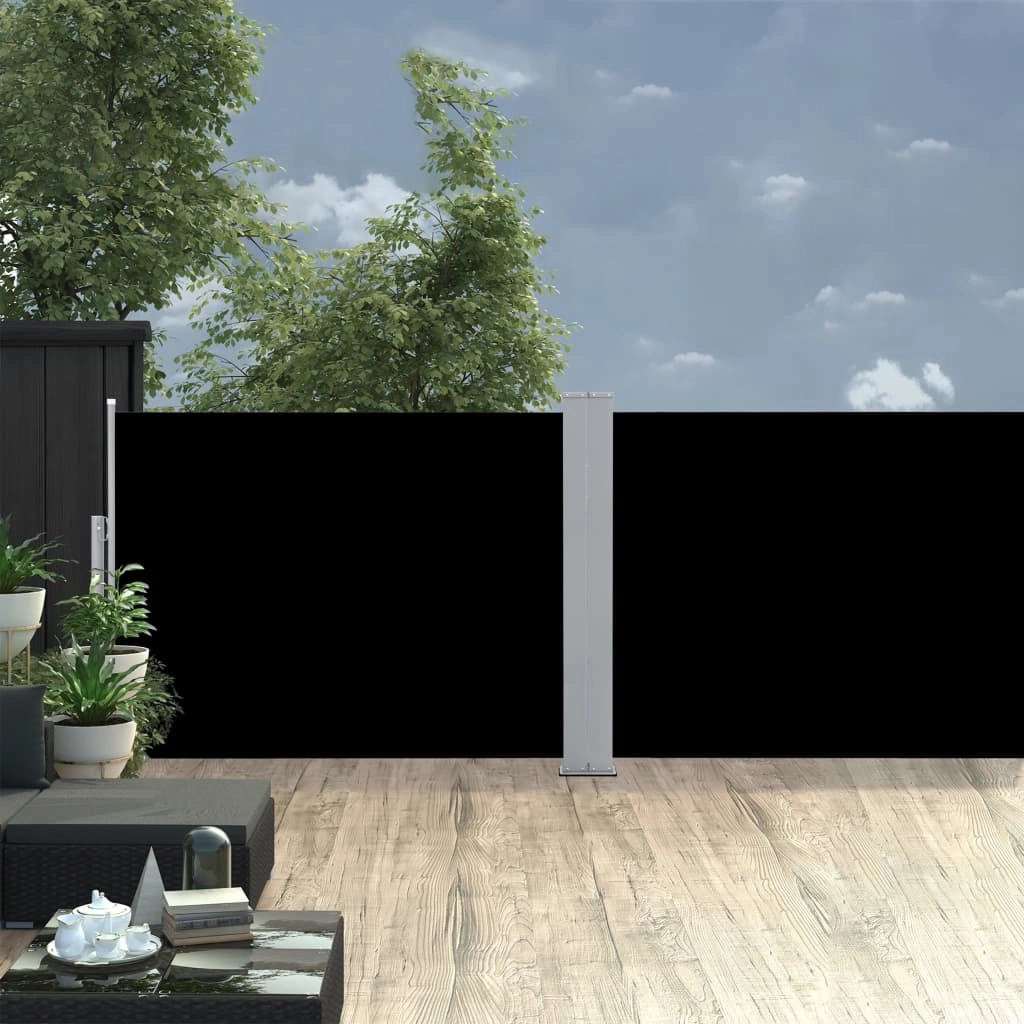 Tenda da sole laterale retrattile/schermo privacy per patio giardino terrazza balcone schermo nero 120 x 1000 cm 02_0007430