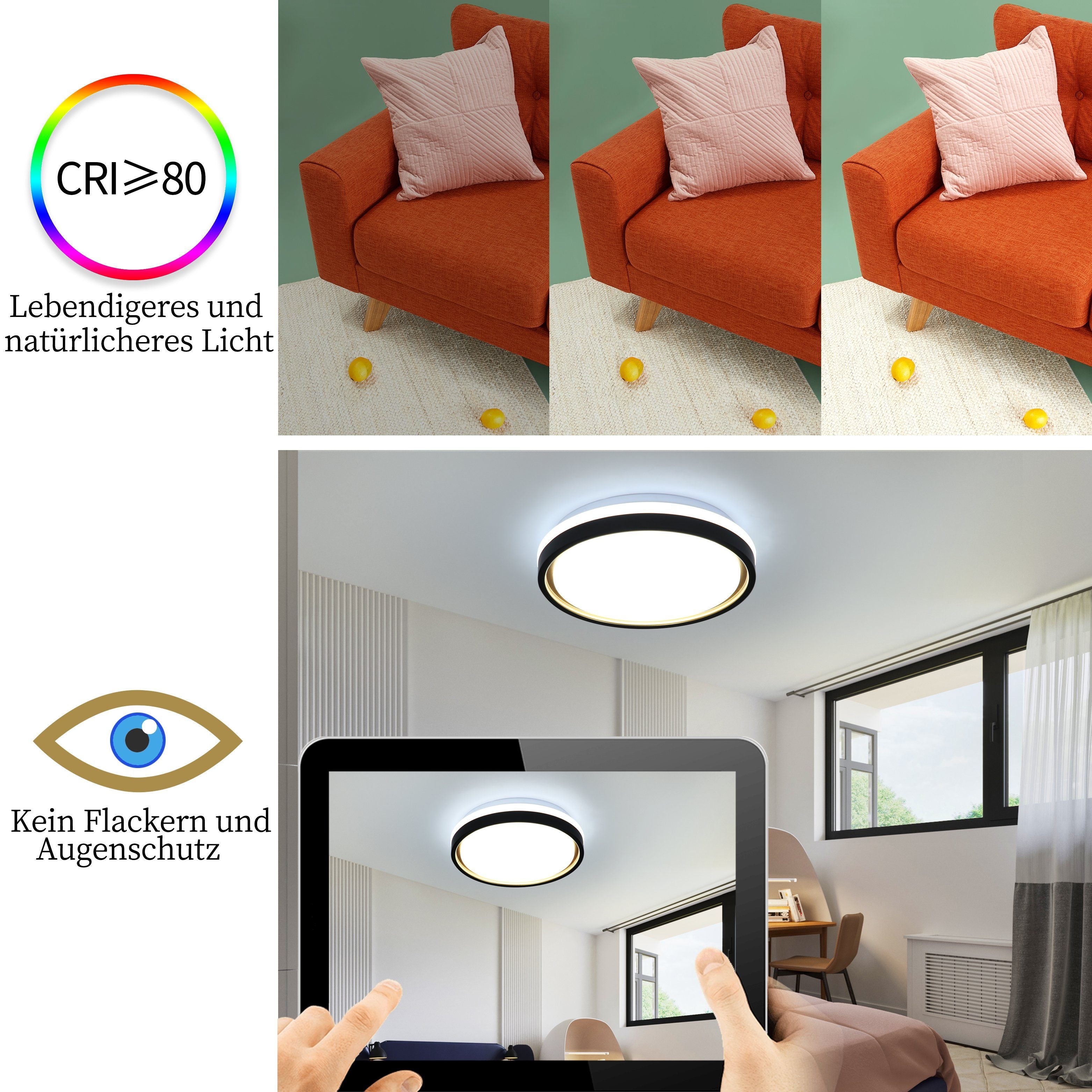 ZMH Lampada da soffitto plafoniera LED dimmerabile telecomando moderna 30 cm per soggiorno corridoio