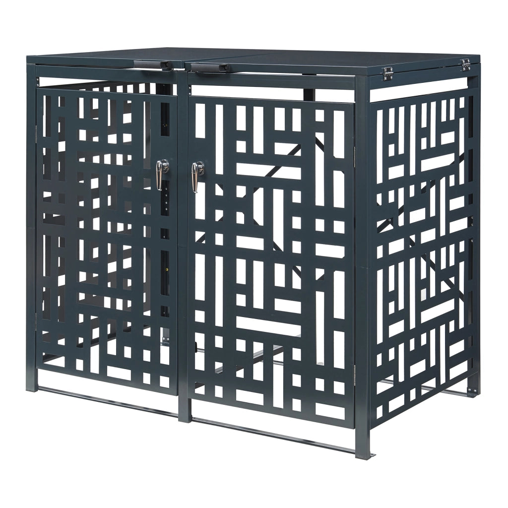 Box Copribidoni Bernalda in Acciaio Deposito per 2 Bidoni da 240L 116x132x80 cm Antracite casa.pro