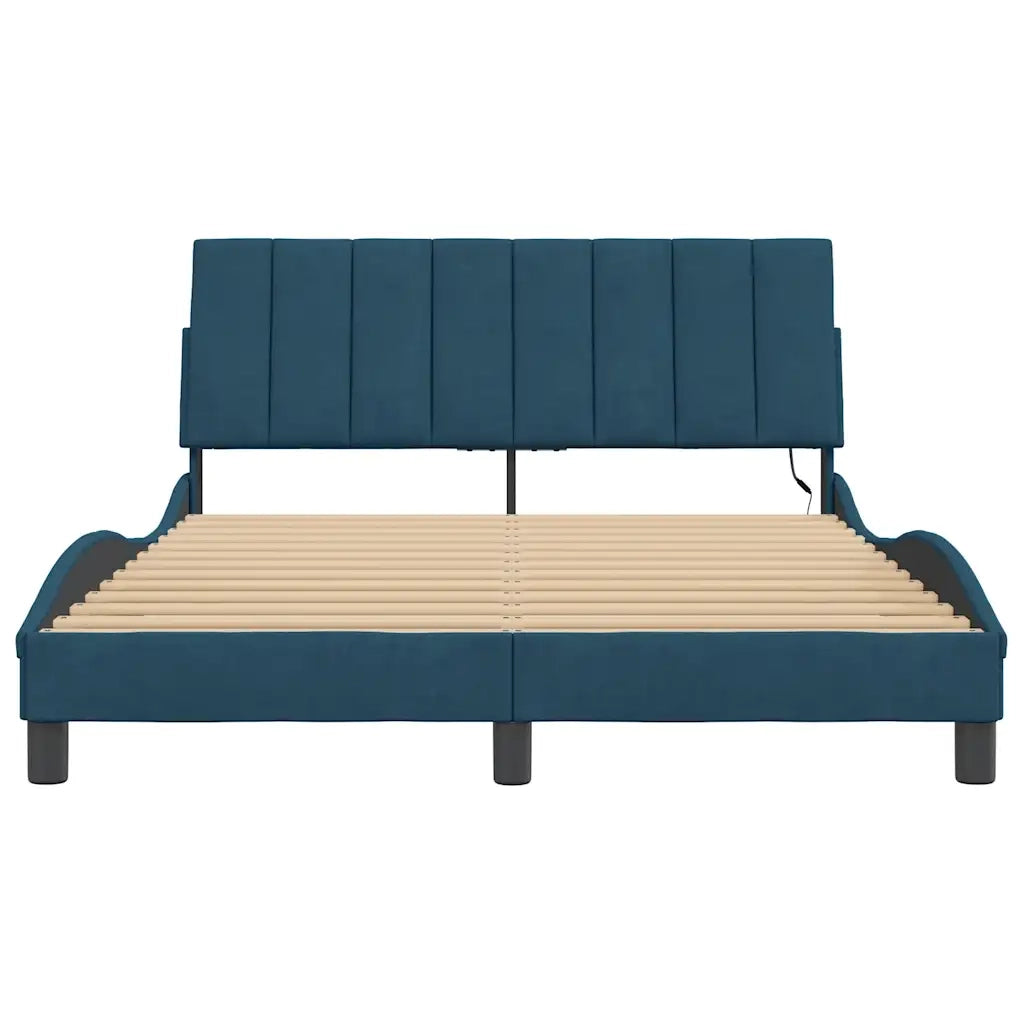 Giroletto con LED senza Materasso-Struttura Letto con LED Hanko Blu 120x200 cm in Velluto