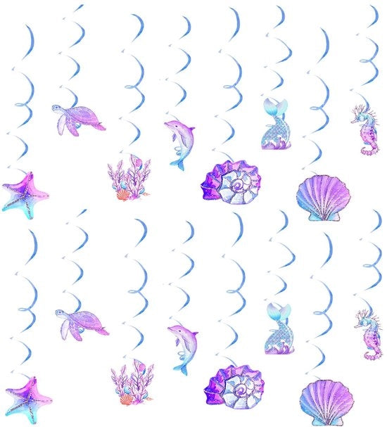 Decorazioni da Parete per Festa - 16x Sirene da Appendere - Tema Acquatico - Frecce in Carta - Materiale Duraturo - Progetto Unico - Decorazioni per Feste