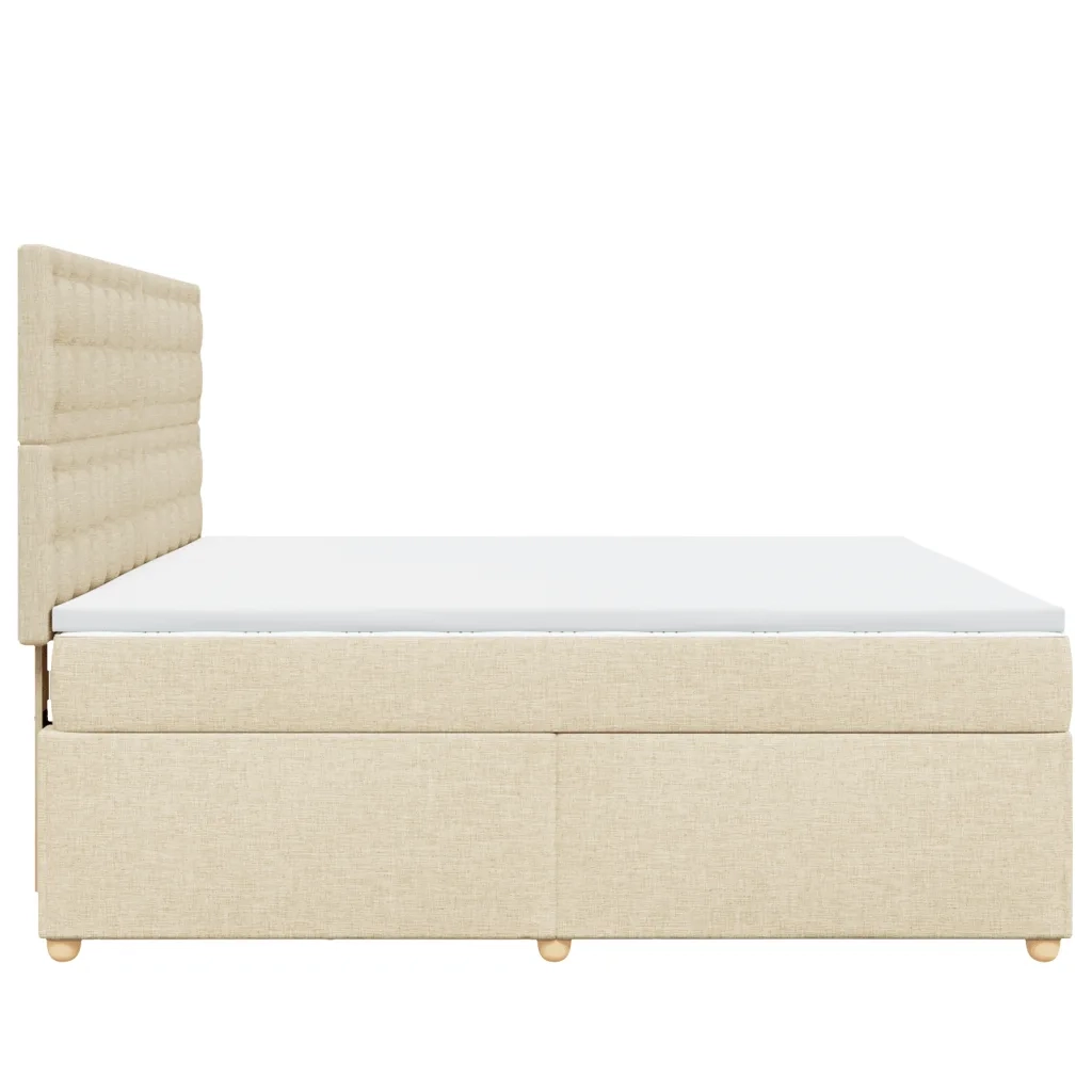 Giroletto a Molle con Materasso Crema 180x200 cm in Tessuto