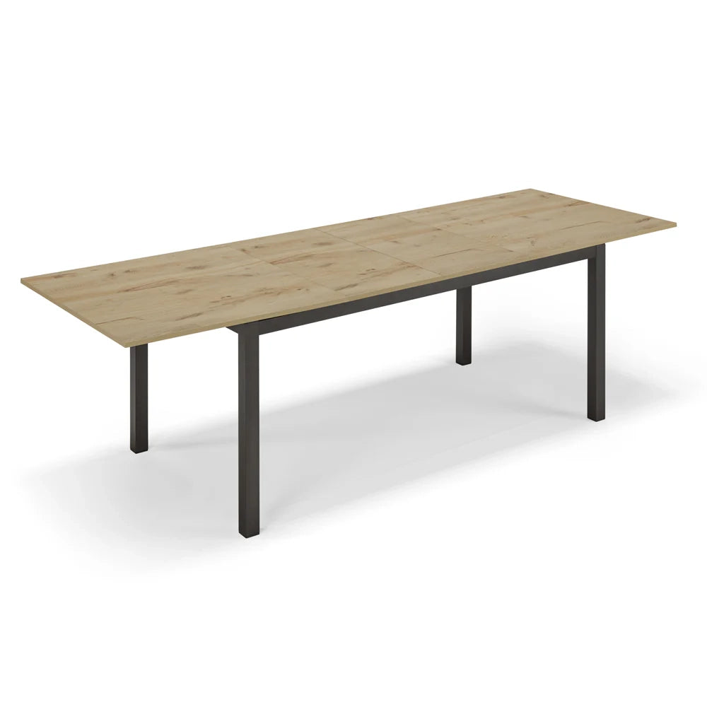 Tavolo da pranzo allungabile Quercia 160x85 modello GIOTTO MADE IN ITALY con 2 allunghe laterali da 40 cm per sala da pranzo, cucina e soggiorno, design moderno