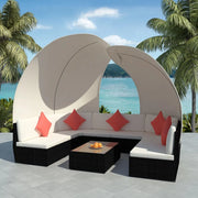 Set Divani da Giardino 9 pz con Tettuccio in Polyrattan Nero cod mxl 34853