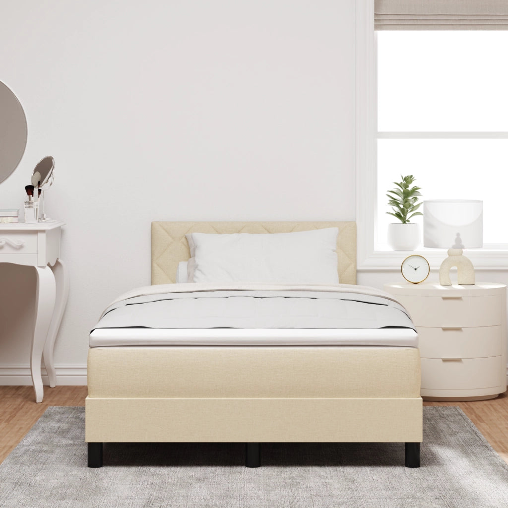 Letto Box Spring con Materasso Crema 120x190 cm Tessuto