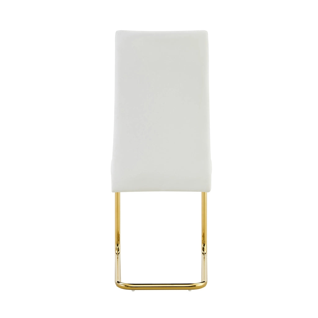 Sedia da Pranzo in Ecopelle ¨C MINIMAL ¨C Bianca, Struttura Metallo Oro