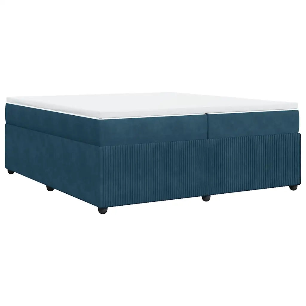 vidaXL Giroletto a Molle con Materasso Blu Scuro 200x200 cm in Velluto