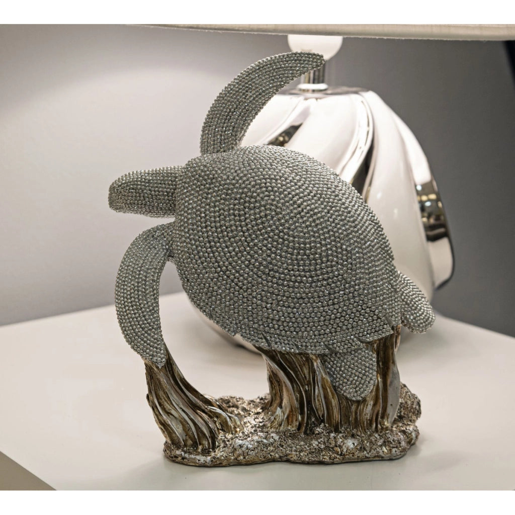 Scultura Tartaruga, Argento, Poliresina, 19x10,5x22 cm