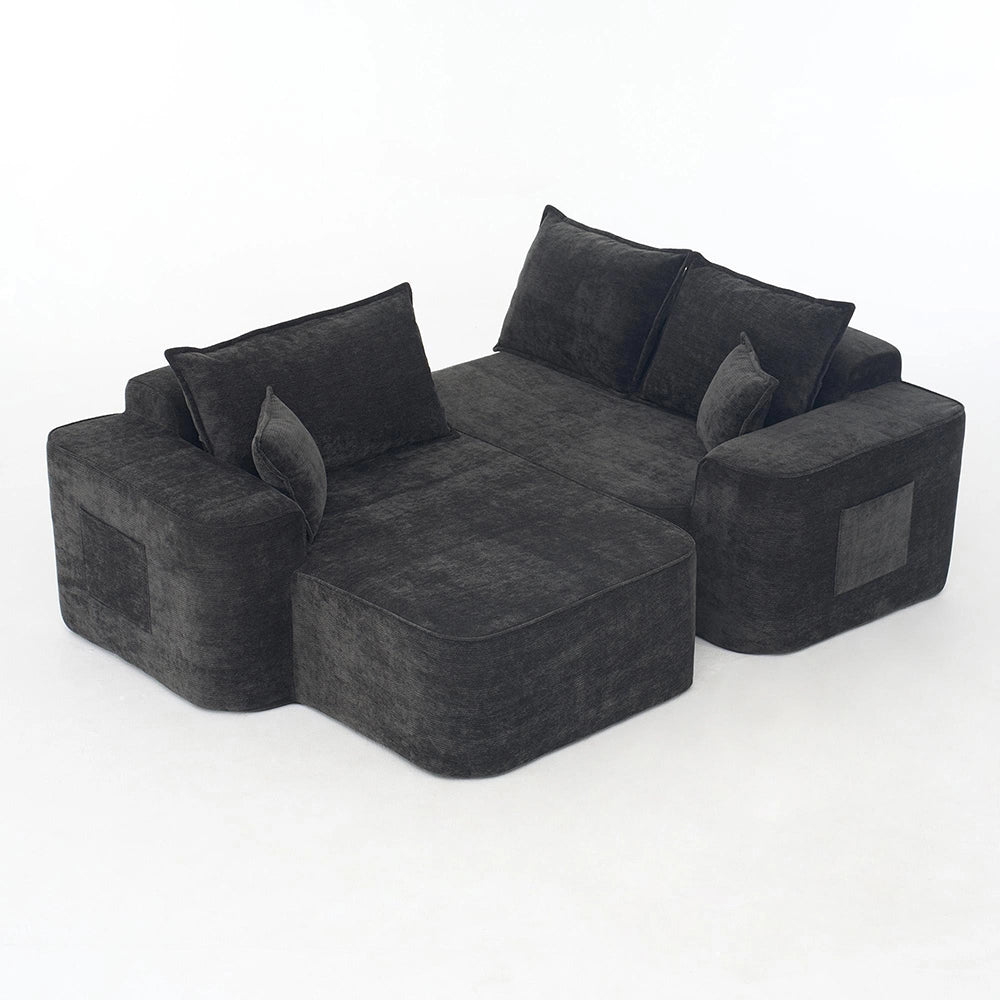 Divano angolare modulare - Xylo - 264 cm - Nero - Seduta profonda XXL senza montaggio