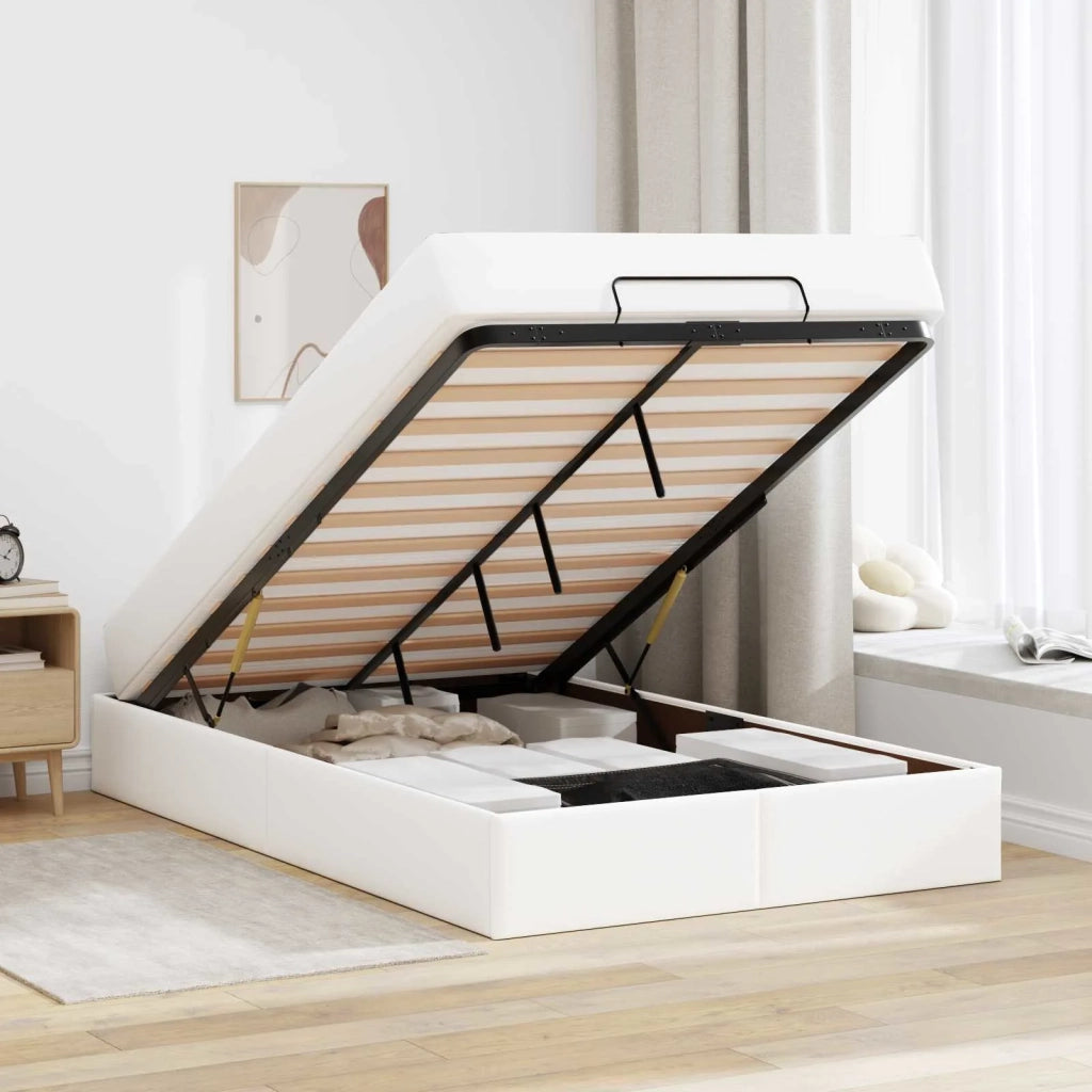 Struttura letto con materasso con materasso 2 pcs Bianco PVC