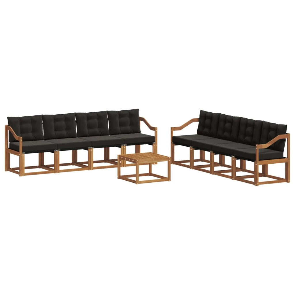 Set di divani da esterno con cuscino 9 pcs Naturale e Nero 3368531