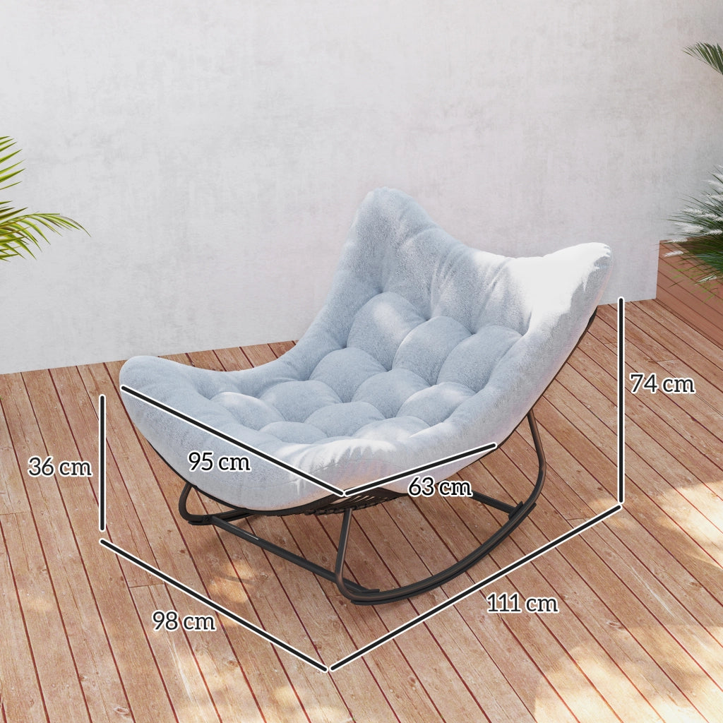 Poltrona dondolo a uovo per giardino con cuscino ¨C zephmum ¨C grigio 98x111x74 cm