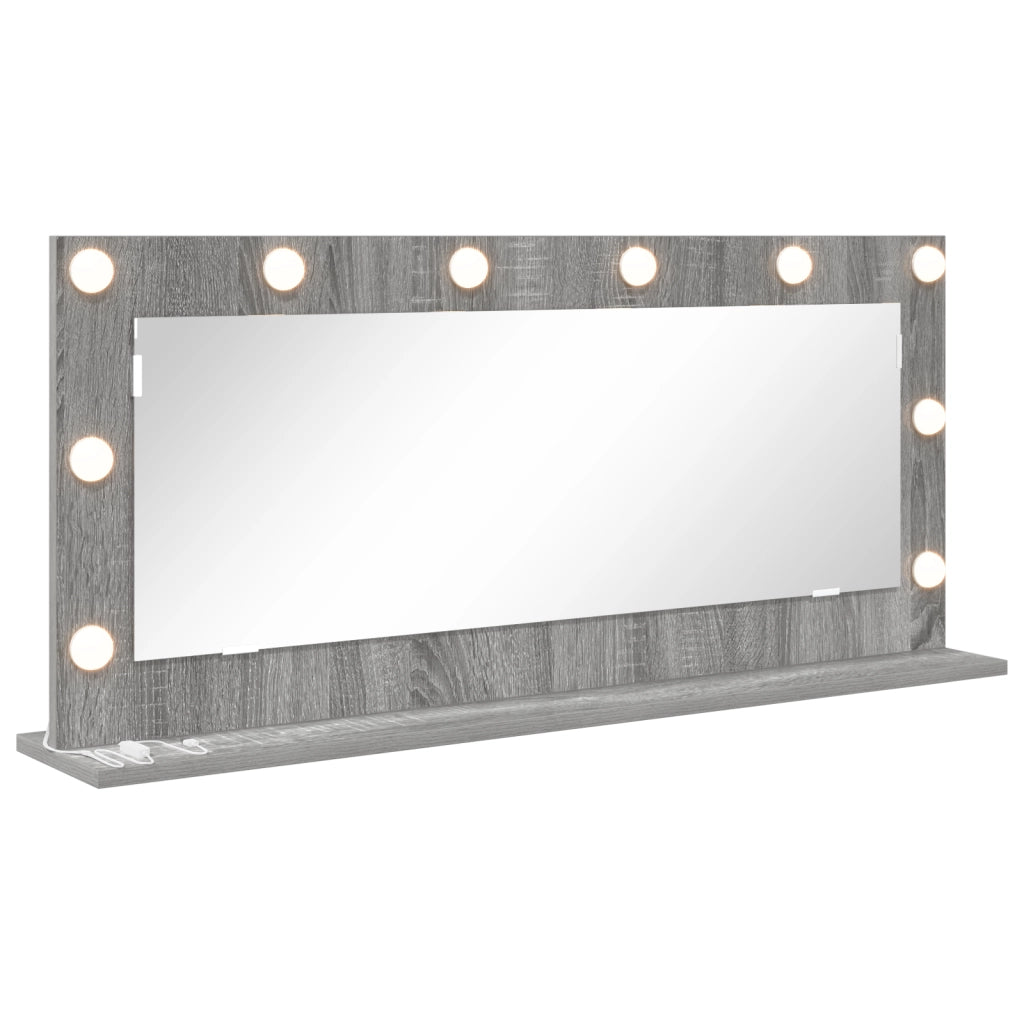 Specchio da toeletta con luci LED Grigio Sonoma 100x45x18 cm