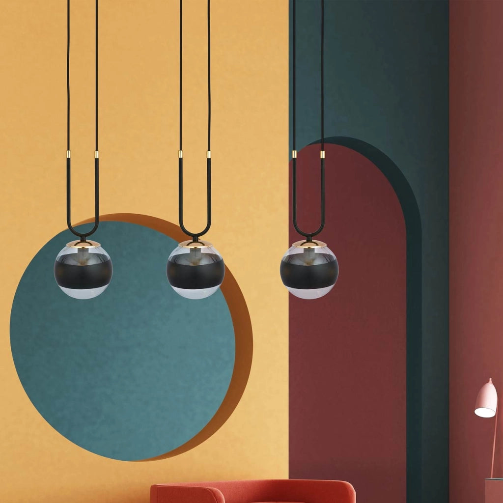 Lampadario Emibig Glam 3, 3xE14 nero/oro vetro dimmerabile