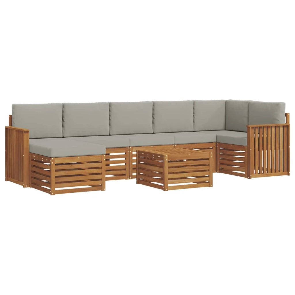 Set divano sezionale con cuscino 8 pcs Grigio Naturale e Chiaro 3375206