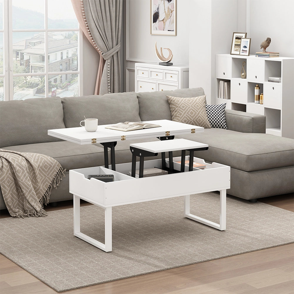 Vicco tavolino soggiorno Bianco 100 x 50 cm con funzione di sollevamento