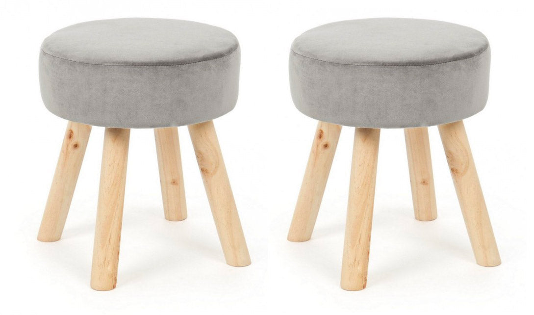 Set 2 Sgabelli  34x34x38 cm in Velluto Adeline Grigio