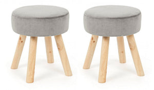 Set 2 Sgabelli  34x34x38 cm in Velluto Adeline Grigio