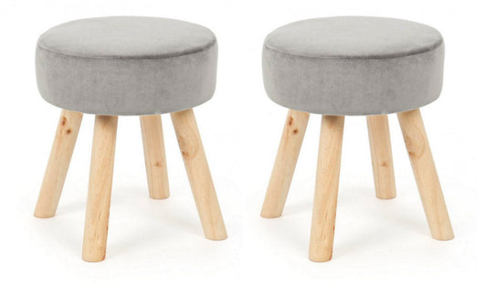 Set 2 Sgabelli  34x34x38 cm in Velluto Adeline Grigio