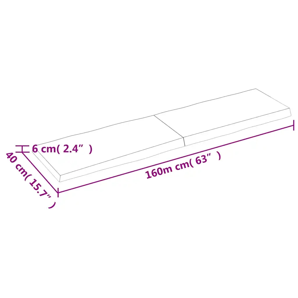 Piano Tavolo Marrone Scuro 160x40x(2-6)cm Rovere Non Trattato 364035