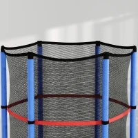 Tappeto Elastico per Bambini 3-6 Anni con Rete di Protezione, 6 Colonne e 3 Ingressi, Ø140x190 cm, Blu e Nero
