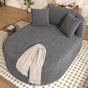 Poltrona relax ovale con seduta extra profonda e cuscino soffice senza montaggio in velluto a coste grigio scuro