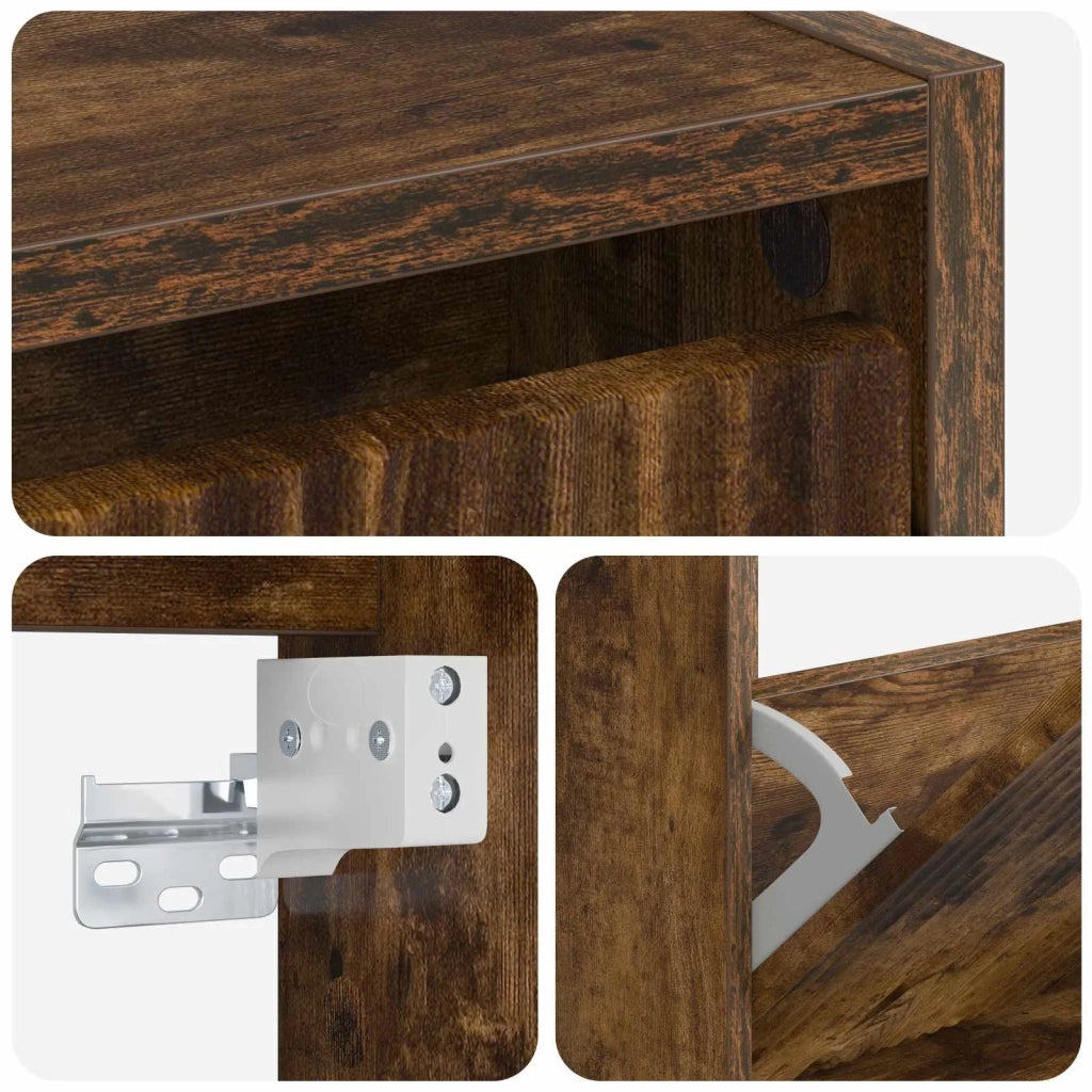 Mobiletto per Scarpe da Muro ARNHEM 71 x 17 x 86 cm Rovere Fumo 896640